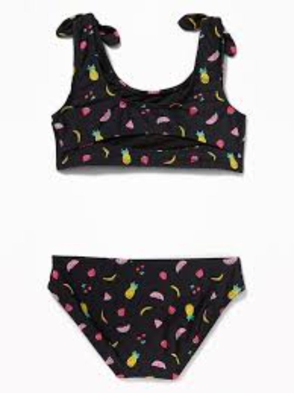 Old Navy Black Bikini Set with Fruit Detail Printed Tie-Shoulder Bikini sz Y XL